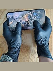 1 Pack Disposable Nitrile Rubber Gloves, Black, High Elasticity Protective