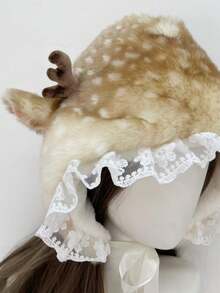 1 chiếc bịt tai bằng vải nhung giả ren dễ thương hình sừng hươu, bịt tai dày ấm áp thời trang thu đông cho bé gái dễ thương, dùng để mặc hàng ngày - Nhiều màu - Xem 4