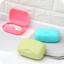 Boîte à savon de voyage créative et portable avec couvercle, étanche et imperméable, boîte de rangement pour savon fait main/savon de toilette, récipient à savon de lessive pour la maison avec couvercle et verrou, plateau de rangement portable pour fournitures de salle de bain (couleur aléatoire)