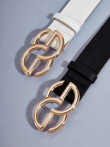 2pcs Brown & Black Basic Waist Belt, Suitable For Daily Commute - Multicolor - View 4