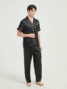 New Men's Sleepwear Set, Summer Essential - Black - View 8