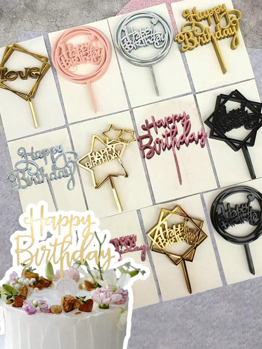 10 pièces Décorations de gâteau Toppers de gâteau d'anniversaire Grands cupcakes Décoration de gâteau de mariage Insertion de gâteau Décoration de fête