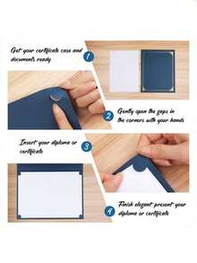 6pcs/20pcs Navy Blue Certificate Holders, Certificate Folders With Gold Foil Borders, Fits 8.5" X 11" Documents, Certificates, Awards