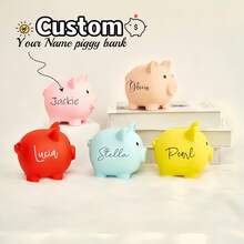 1pc Custom Large Piggy Bank With Engraved Name, Personalized Coin Bank, Adorable For Kids & Adults,Unique Gift For Family,Best Friends, Stylish Bag Charm Or Key Holder, Perfect For Birthday,Christmas,Thanksgiving,Halloween, And Special Occasions
