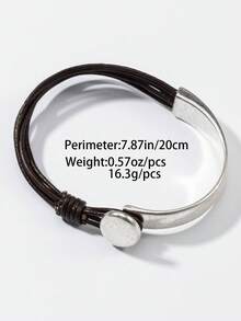 1PC New Simple And Fashionable Street Y2K Asymmetric Design Multi Layer Stacked Leather Rope Bracelet Beaded Bracelet, Suitable For Men And Women's Daily Leisure Matching, Suitable For Autumn And Winter Halloween Parties And Birthday Gifts