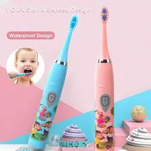 Electric Toothbrush, Smart Cartoon Soft Bristle Toothbrush With Replacement Brush Heads
