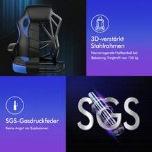 ALFORDSON Racing Desk Chair, Ergonomic Height-Adjustable & Padded 150 Kg Load Capacity Office Chair, Swivel PC Gaming Chair For Home Office, PU Leather And Fabric, Orange - Blue - View 9