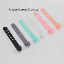 60/30/10 piezas Bolsa organizadora de cables de silicona, Amarres de cables de viaje reutilizables, Enrollador de cables USB, Correa organizadora de cables - Multicolor - Ver 8