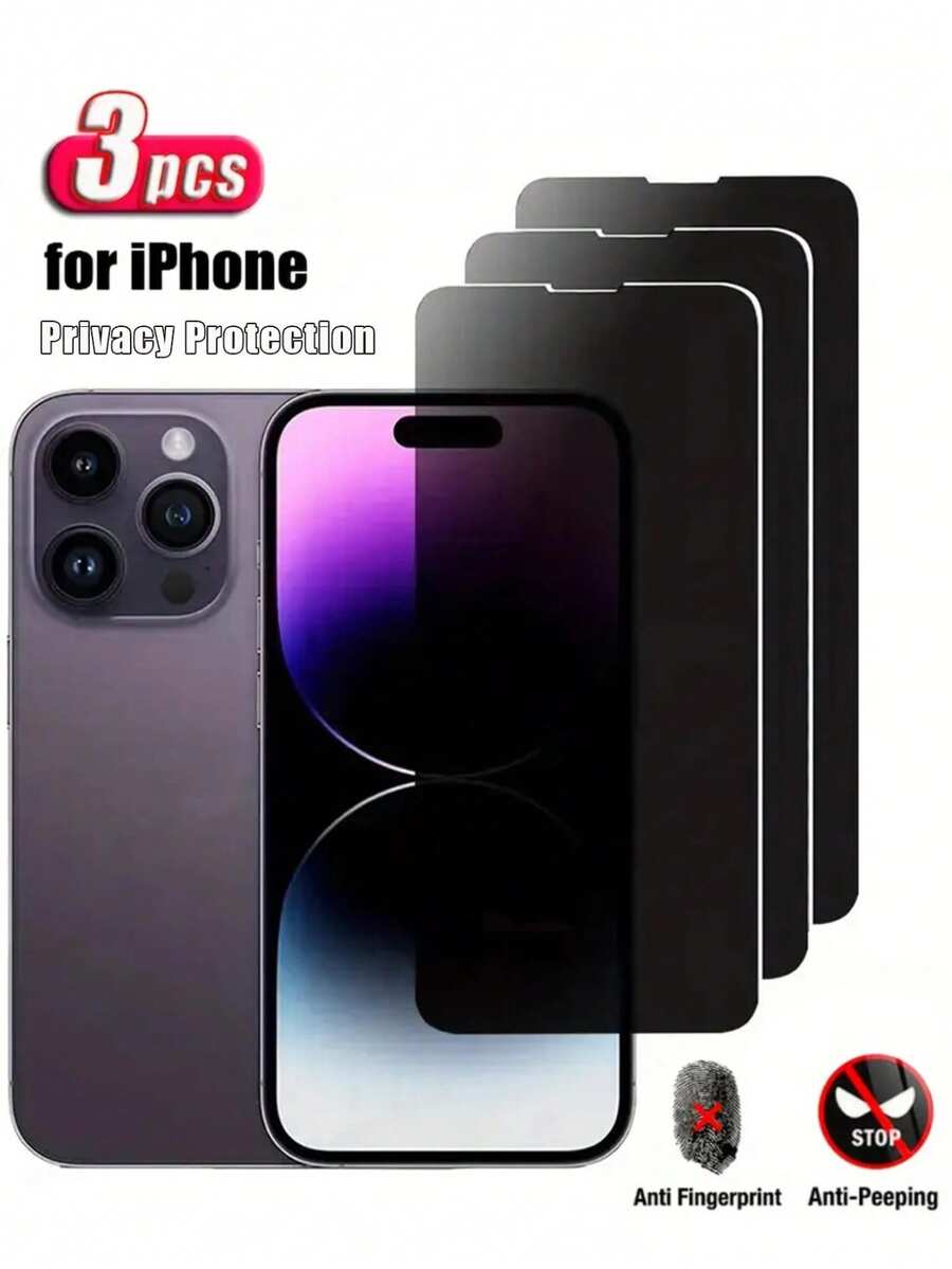 3 Packungen gehärtetes Glas Bildschirmschutz für iPhone 6/7/8/11/12/13/14/15/16/17/Plus/Pro/Pro Max - Datenschutzschutz, öl- und staubabweisend, Anti-Fingerabdruck-Beschichtung, Vollflächenabdeckung, einfache Installation