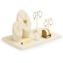 WOODTEN 珠宝展示架，人颈形耳环、戒指、项链展示架，装饰品展示架，展示柜道具，奢华珠宝展示架返校 - 米色 - 查看 9