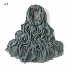 1pc New Fashionable Casual Soft Comfortable Breathable UV Protection Warm Scarf, Suitable For Daily Wear, Festivals And Celebrations, Autumn/Winter, 100% Cotton Material, Hand-Dyed, Solid Color Hijab Scarf For Women - Multicolor - View 18