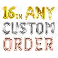 16Letter Balloons - Any Custom Phrase 16" Inch Alphabet & Numbers | Create Your Own Banner | Rose Gold/Gold/Silver/ Hot Pink/Blue/Red/BlackDefault Golden Balloon - Silver - View 8