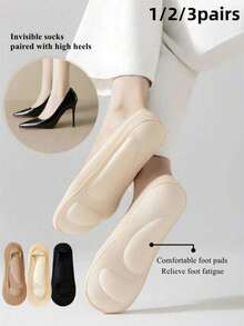 1/3 Pairs Of Business And Leisure Women Wear Socks With High Heels, Breathable Invisible Socks, Women's Boat Socks That Do Not Fall Off The Heel, And Socks That Relieve Foot Fatigue.Large Socks