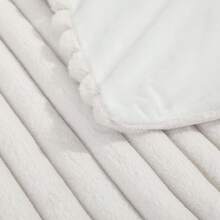 1 件仿兔毛条纹枕套，不含枕芯，拉链开合，柔软舒适的床上用品枕套，可拆卸且易于使用，让您舒适入眠 - 白色 - 查看 5