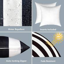Outdoor/Indoor Throw Pillows, 18x18 Square Pillows With Inserts Bed, Couch, Sofa & Patio Furniture (Set Of 2, Monstera Blue), Decorative Pillows - 卡巴納黑 - 查看 4