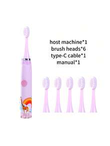 1 pieza Cepillo de dientes eléctrico recargable/a batería, Versión a batería 1 botón 1 velocidad, Versión recargable 1 botón 4 velocidades, Incluye 6 cabezales de cepillo - Verde - Ver 10