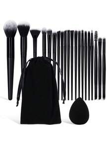 MAANGE 20/21/22/42件組美妝工具套組，包含專業化妝刷組、配件、腮紅刷、蜜粉刷、眼影刷、修容刷，適合女性與女孩的旅行化妝刷組禮物 - 黑色 - 查看 14
