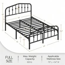 Butterslay Metal Platform Storage Bed Frame 12 Slats Arched Headboard Footboard No Box Spring Required 450/800lb Capacity Easy Assembly Twin/Full/Queen, Black/White/Antique Gold - 黑色 - 查看 6