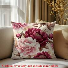 1 bucată Husă de pernă cu trandafiri florali vintage - catifea piersică cu design elegant de trandafiri roz și frunze verzi, potrivită pentru decorarea fermei în camera de zi, canapea sau balcon - se poate spăla la mașină, cu fermoar, 45 cm/17,7 inchi - husă de pernă vintage, husă de pernă decorativă, tavă de pernă, fără pernă
