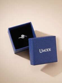 1 件 Bypass CZ 订婚戒指，带珠宝礼盒，方晶锆石（仿水钻）可调节戒指，适合女士 - Eternity - 查看 10