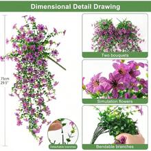 Artificial Fall Flowers Outdoor Fall Decoration, 2 Pcs Faux Hanging Flowers Outdoor Fall Decor, Resistant Look Real Faux Mums Silk Flower Outside Home Porch Patio Yard Balcony Planter