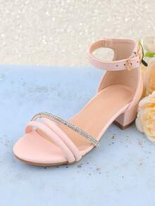 Zapatos de vestir tipo Mary Jane para niñas, apropiados para ocasiones formales, actuaciones, bodas, fiestas, vacaciones, lindos y dulces, cómodos y versátiles sandalias de tacón alto para niñas pequeñas, medianas y grandes, niñas pequeñas, bebés, sandalias de verano con peep toe y brillantes de color rosa