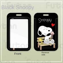 1 pieza Titular de tarjeta de identificación de Snoopy Kawaii para niños con correa para colgar al cuello - Estuche lindo para tarjeta de comedor/autobús de campus de anime, funda para tarjeta de identificación de estudiante de jardín de infantes, regalo de vacaciones para niños, accesorio ligero para portar identificación