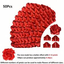 300 chiếc cánh hoa hồng bằng ruy băng satin làm sẵn đã hoàn thành một nửa cho bó hoa hồng vĩnh cửu tự làm hoa vĩnh cửu hoa vĩnh cửu, cánh hoa hồng cánh hoa satin cho ngày cưới kỷ niệm sinh nhật ngày của mẹ - màu đỏ - Xem 12