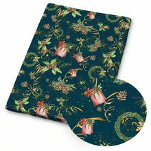 1pc Christmas Series Printed Quilted Fabric, 57x19.68 Inches (145x50 Cm) Polyester Pre-Cut For DIY Handcraft, Christmas Letter, Vintage Snowflake, Green Christmas Tree And Christmas Ornament Printed Design, Suitable For Sewing, Patchwork, Scrapbooking, Tablecloth And Crafts