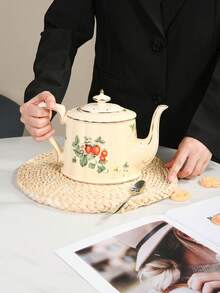 1 Peça Bule de Cerâmica Único, Bule com Desenho de Morango, Adequado para Casa, Clube, Casa de Chá, Reunião