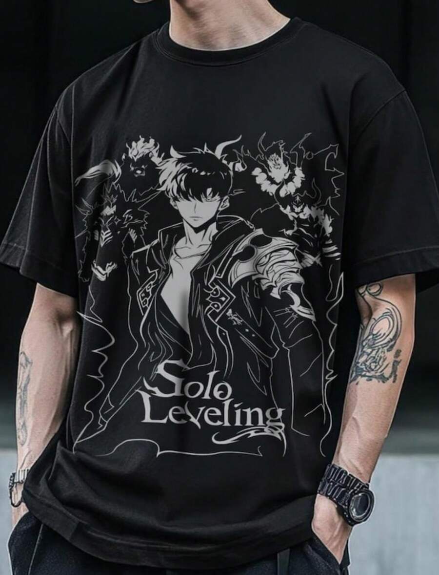 Anime T-Shirt, Anime Fan Gift, Gift For Anime Fan, Graphic Anime Tee, Unisex T-Shirt, Anime Sweatshi - 黑色 - 查看 1