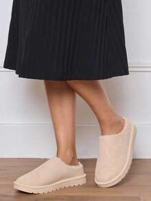 Casual Thermal Lined Slippers, Versatile For Winter - Beige - View 5