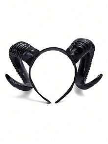 1 cái Mũ đội đầu hình sừng quỷ đen Mũ đội đầu hình động vật Gothic Cừu Sừng quỷ Băng đô Trang phục hóa trang Halloween Carnival - màu đen - Xem 4