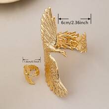 Juego de 2 piezas/3 piezas de joyería, nuevo conjunto de pulsera, anillo, collar y aretes de moda con diseño de pavo real y fénix para bodas, elegante y delicado juego de joyería de metal dorado/plateado ajustable para mujeres - Amarillo Oro - Ver 4