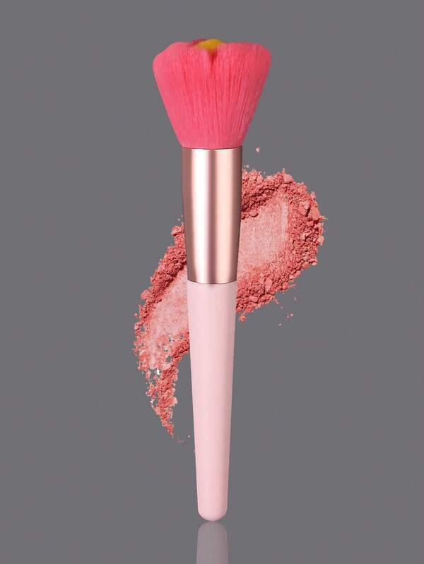 فرش مكياج على شكل زهرة عالية الجودة، شعيرات ناعمة متعددة الأغراض لبودرة/أحمر الخدود/تنظيف غبار الأظافر، أداة تجميل محمولة ومتينة