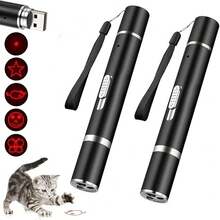 1pc 3 In 1 Cat Chase Toys Laser Pointer Pen USB Rechargeable Mini LED White Torch Light Pen Pet Toy UV Flashlight 5 Patterns Cat Toy
