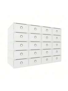 20 scatole per scarpe con coperchio, scatole trasparenti impilabili per riporre le scarpe, organizer salvaspazio per armadio, scatole modulari per riporre le scarpe da ginnastica, in bianco perla - Bianco - Visualizzare 11