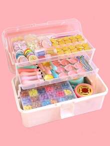 1 pièce Boîte de rangement en plastique à 3 couches, boîte de rangement polyvalente, boîte à outils pliante pour la maison, étui de rangement portable pour l'artisanat, organisateur de fournitures de couture, boîte à médicaments