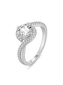 Hộp quà tặng sang trọng với nhẫn đá Cubic Zirconia, trang sức đa năng dành cho nữ, thích hợp cho đám cưới, lễ đính hôn, tiệc tùng, chất liệu đồng không phai màu, không gây dị ứng, thích hợp làm quà tặng cho người thân yêu và mẹ. - Bạc - Xem 13