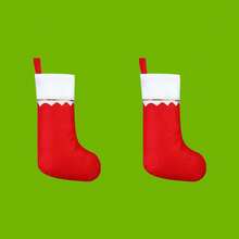 2/12 pièces/Bas de Noël en velours 36 cm Cadeaux de fête Bas de cheminée Décorations de Noël Bas de style campagnard Père Noël Convient pour la décoration de la maison pendant les vacances de Noël (Rouge, Vert) - Rouge - Voir 10