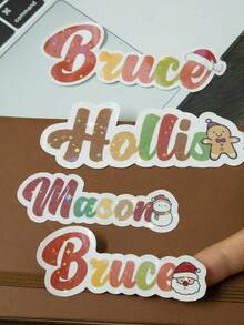 4-120Pcs Custom Christmas Stickers, Personalized Name Tag Stickers, Customized Name Stickers, Water Bottle Stickers, Christmas Decorations, Christmas Gifts, Birthday Gifts, Party Decorations, Stickers For Kids, Party Favors, Envelopes, Anniversary, Invitation, Cup, Kids, Boys, Girls, Family, Mom - Style a - View 3