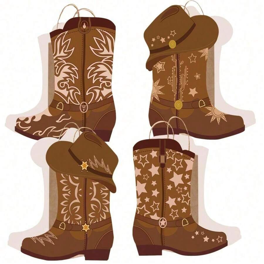 Sacola de Presente para Festa Cowboy, Sacola de Papel com Botas de Cowboy, Guloseimas, Sacola de Presente com Alça de Botas e Chapéu de Cowboy, Suprimentos para Festa de Aniversário de Cowboy e Despedida de Solteiro. O Tema é Rodeio. Sacola de Bottom Quadrado, Serigrafia. Itens de Moda, Selvageria/Liberdade/Sangue/Ousadia/Individualidade. Cosplay, Festivais e Presente para Amigos, Família e Colegas. Dia de Natal (Algumas Partes São Enviadas Aleatoriamente).