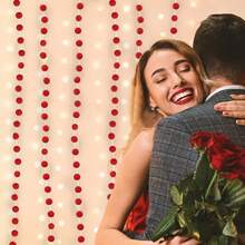 3Pk Red Felt Berry Pom Pom Ball Garland Christmas Decorations Indoor Home Decor, Cute Red Berry Christmas Tree Ornaments, String Of Pompom Bead Garland Hanging Xmas Holiday Birthday Party Banner - Red - View 4