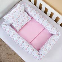 Ninho Redutor com Almofada De Berço Para Bebê Menina Ursinha Lovely - Rosa Bebê - Visão 2