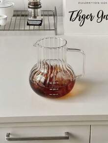 1pc创意高端浓缩咖啡壶圆底设计日式玻璃奶壶手冲咖啡分享壶玻璃咖啡壶 - 透明 - 查看 11
