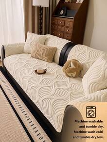 1PC New Sherpa Fleece Jacquard Sofa Cushion - Thickened Warm Seat Pad With Wave Pattern Design, Protective Cover For 1-4 Seater Sofas, Non-Slip All-Season Universal Use, Multi-Purpose For Home Room Decor And Furniture Protection - Multicolor - View 4