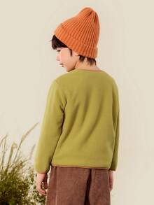 mini bala Kids Teddy Bear Baseball Jacket Fall Winter College Style Soft Comfortable Top - Yellow Green - View 3