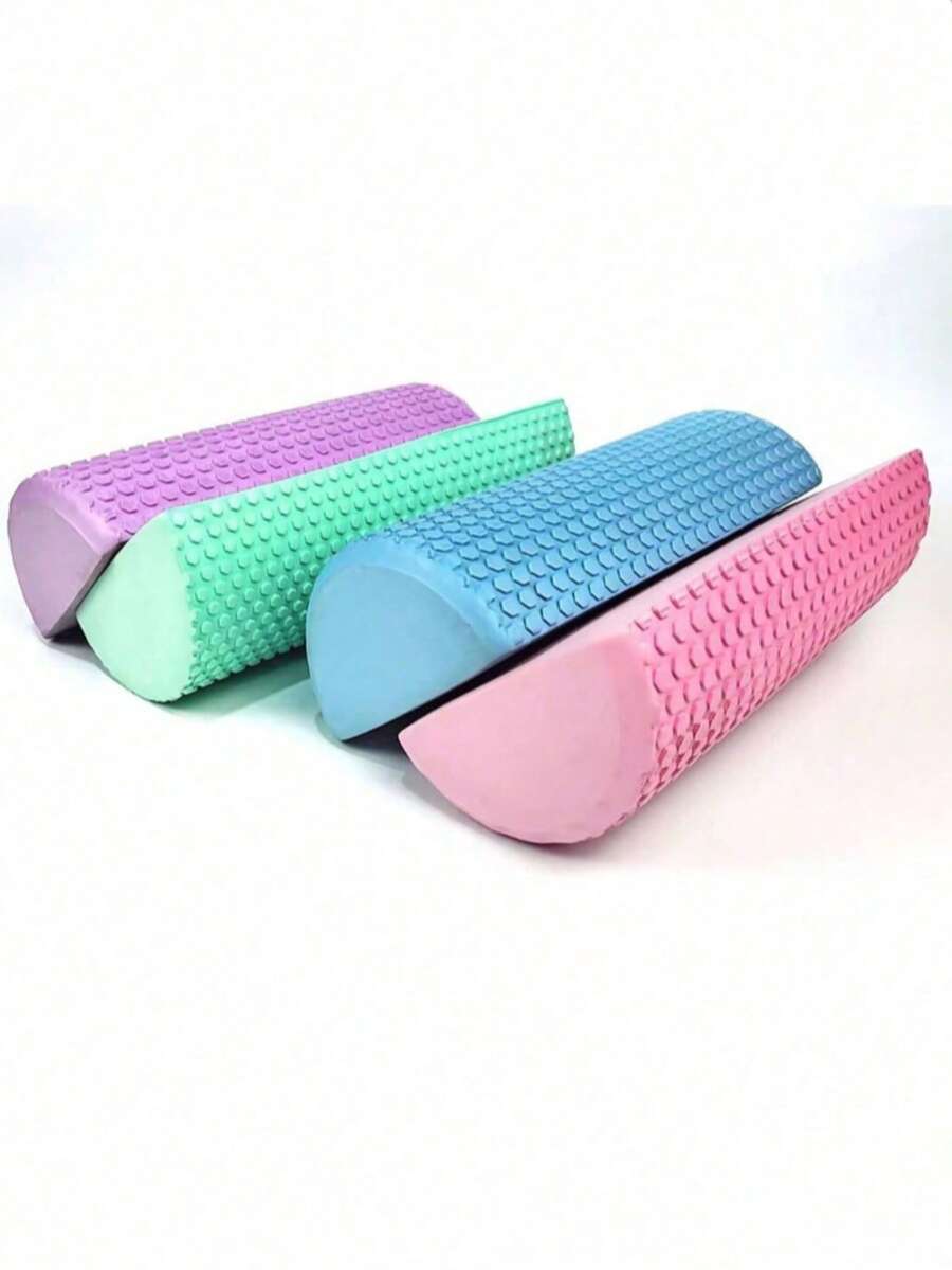 Half Round Foam Roller, Solid Design For Beginners, Muscle Relaxation, Fitness, Yoga - Pink - View 1