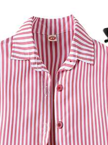 3 pièces/set Tenue décontractée pour jeunes filles, chemise à manches longues, débardeur, short de sport, été