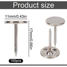 100pcs Heavy Duty Thumb Tacks, Flat Push Pins Bulletin Board Upholstery Tacks Decorative Nails Thumbtacks Wall Hanging Photos Home Furniture Sofa Crafts Office Decor Silver